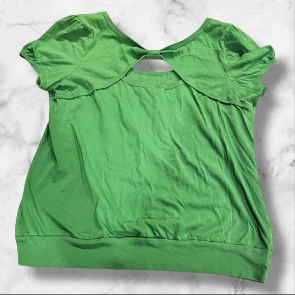 Beverly Hills Polo Club Green Women's Top Keyhole Back Short Sleeve Size 1X - Picture 10 of 14